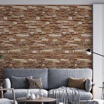 Kit 7 Rolos Papel De Parede Adesivo Pedra Marrom 3,0M Kit 7 Rolos Papel De Parede Adesivo Pedra Marrom 3,0M