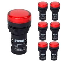 Kit 7 Sinaleiro Redondo Vermelho 22mm Led Slds2201 Steck