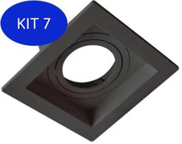 Kit 7 Spot Embutir Recuado Mini Dicroica Abs Conecta Preto 6287