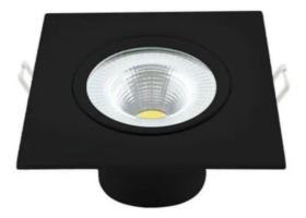 Kit 7 Spot Led 5w Quadrado Embutir Branco Frio 9x9cm Preto