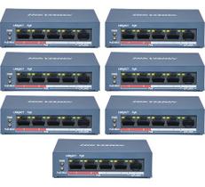 Kit 7 Switch Hikvision 5 Portas Poe Ds-3e0105p-e/m Gigabit