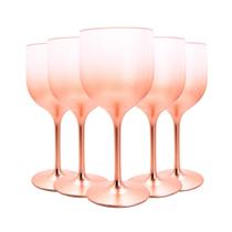 Kit 7 Taças De Vinho Acrílico Degradê Rose Gold 280ml Aniversário Decoração