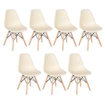 Kit - 7 x cadeiras Charles Eames Eiffel DSW - Base de madeira clara