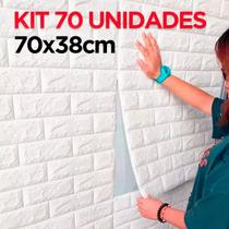 Kit 70 Placas Autocolante 3D Parede Tijolo Branco Lavável Fácil Instalação Impermeável