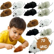 Kit 70 Ratos Ratinhos Brinquedo Fricção Com Corda Pelúcia
