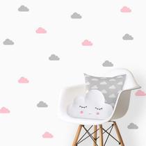Kit 72 Adesivos de parede decorativo decoração Nuvem Rosa e Cinza Quarto infantil 4x7cm Kit 72 Adesivos de parede decorativo decoração Nuvem Rosa e Cinza Quarto infantil 4x7cm