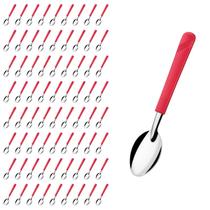 Kit 72 Colheres de Sopa Vermelho Luna Aço Inox e Plástico