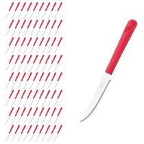 Kit 72 Facas Restaurante Inox e Plástico Vermelho Luna