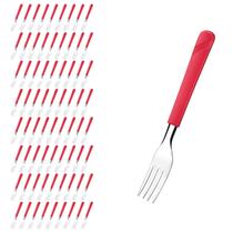 Kit 72 Garfos Restaurante Inox e Plástico Vermelho Luna