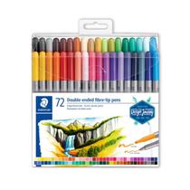 Kit 72 Marcadores Hidrocor Staedtler Ponta Dupla 72 Cores