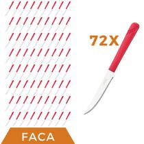 Kit 72 Peças Facas Aço Inox Plástico Vermelho Luna Almoço