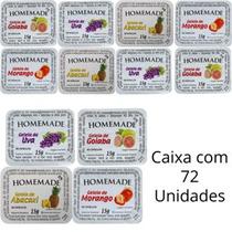 Kit 72 Un De Geleia Homemade 4 Sabores Morango Goiaba Abacaxi e Uva Em Sachê Blisters De 15g Para Pousada