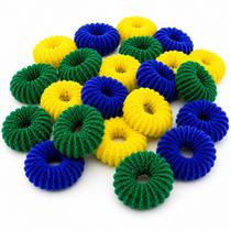 Kit 72 Xuxinhas De Cabelo 5cm cores Verde Azul e Amarelo