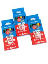 Kit 72un de Giz de cera c/6 cores fino colorido escola curso