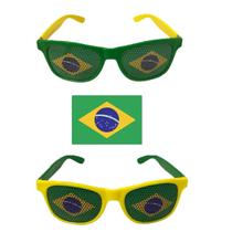 Kit 73 Óculos Verde E Amarelo Com Brandeira Do Brasil Kit 73 Óculos Verde E Amarelo Com Brandeira Do Brasil