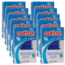 Kit 750 Unidades Hastes Flexíveis Cotton Line 10 CAIXAS com 75 Cotonetes Com Pontas Algodão Natural Antigerme Kit 750 Unidades Hastes Flexíveis Cotton Line 10 CAIXAS com 75 Cotonetes Com Pontas Algodão Natural Antigerme