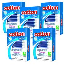 Kit 750 Unidades Hastes Flexíveis Cotton Line 5 CAIXAS com 150 Unidades Cotonete Com Pontas Algodão Antigerme