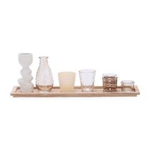 Kit 7pçs vasos bandeja e porta velas decorativo mart Kit 7pçs vasos bandeja e porta velas decorativo mart
