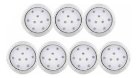 Kit 7un Luz Led Piscina Luz Azul 12v 9w 80mm 990 Lumens Kit 7un Luz Led Piscina Luz Azul 12v 9w 80mm 990 Lumens