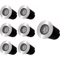 Kit 7x Balizador Blindado Piso LED 1W IP65 Bivolt Branco Quente