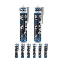 Kit 8 Adesivo Pu40 Fix Preto Cartucho 387g Tekbond