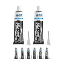 Kit 8 Adesivo Silicone Acetico Preto Alta Temp 50g Tekbond