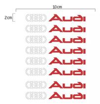 Kit 8 Adesivos Emblemas Audi Genérico Branco Vermelho