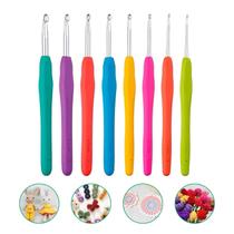 Kit 8 Agulhas Crochê Amigurumi Bordado Tricô Com Cabo Emborrachado 2.0 a 5.5 mm -