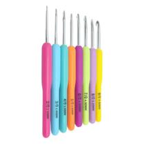 Kit 8 Agulhas Crochê Diferentes Tamanhos Cabo Emborrachado