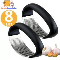 Kit 8 Amassador de Alho Triturador Espremedor em Inox Manual Utensílio Cozinha Casa Restaurante