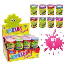 Kit 8 Amoebas Brinquedo Infantil Massinha Colorida 110g Geleia Divertida de Brincar