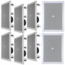 Kit 8 Arandelas Caixa de Som JBL 6W21RT Retangular 25 Watts Rms Embutir Teto Gesso 8 Ohms Branca
