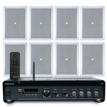 Kit 8 Arandelas Jbl de Embutir Teto Som Ambiente Apartamento + Amplificador Bluetooth Usb Tv