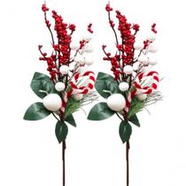Kit 8 Arranjos Pick Berry Artificiais Enfeite Natalino 40cm