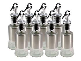 Kit 8 Azeiteiro Vinagreiro Recipiente em Vidro e Inox com Bico Dosador