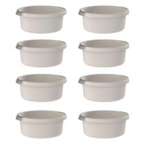 Kit 8 Bacias Flow OU 5L Bege com Pega Ergonômica Lavanderia Cozinha Limpeza