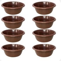 Kit 8 Balde Bacia Frisada S/ Alça Multiuso de Plástico 15 L