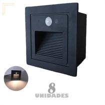 Kit 8 Balizador De Parede Embutido Sensor De Presença Lup72