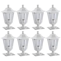 Kit 8 Balizadores Jardim Muro Luminária Externa Grega Dital 31cm Clássico Branco Kit 8 Balizadores Jardim Muro Luminária Externa Grega Dital 31cm Clássico Branco