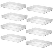 Kit 8 Bandejas Em Acrílico Cristal 34,5x25x4,7cm