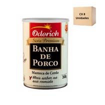 Kit 8 Banha de Porco Premium Oderich Lata 360g Gordura Saldável