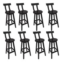 Kit 8 Banquetas Altas Girafa Assento Giratório Encosto Reforçado Preto Mega Madeira Kit 8 Banquetas Altas Girafa Assento Giratório Encosto Reforçado Preto Mega Madeira