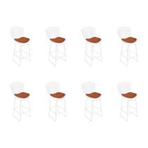 Kit 8 Banquetas Bistrô Bertoia Branca D80 com Assento Cobre Kit 8 Banquetas Bistrô Bertoia Branca D80 com Assento Cobre