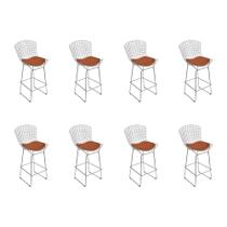 Kit 8 Banquetas Bistrô Bertoia Cromada D80 com Assento Sintético Cobre Kit 8 Banquetas Bistrô Bertoia Cromada D80 com Assento Sintético Cobre