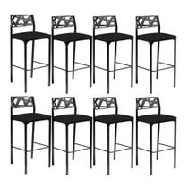 Kit 8 banquetas Eliza Gourmet material sintético preto-Gat Magazine Kit 8 banquetas Eliza Gourmet material sintético preto-Gat Magazine