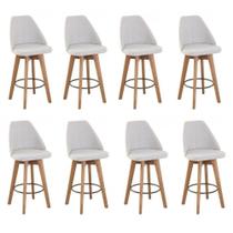 Kit 8 Banquetas Gourmet Giratória Maya-tecido Linho