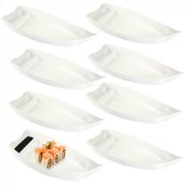 Kit 8 Barcas para Sushi em Melamina Premium 25,5 Cm Branca Bestfer