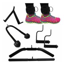 Kit 8 Barra Puxadores Cross Over Reto Curvo Glúteo Corda Kit 8 Barra Puxadores Cross Over Reto Curvo Glúteo Corda