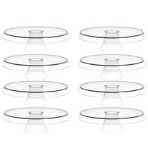 Kit 8 Bases Porta Bolos Tortas Doces 30cm com Pé Transparente Glassy Crippa Kit 8 Bases Porta Bolos Tortas Doces 30cm com Pé Transparente Glassy Crippa