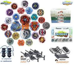 Kit 8 Beyblade Burst + 4 Beyblade Led 12 Lançador + Maleta Beyblade